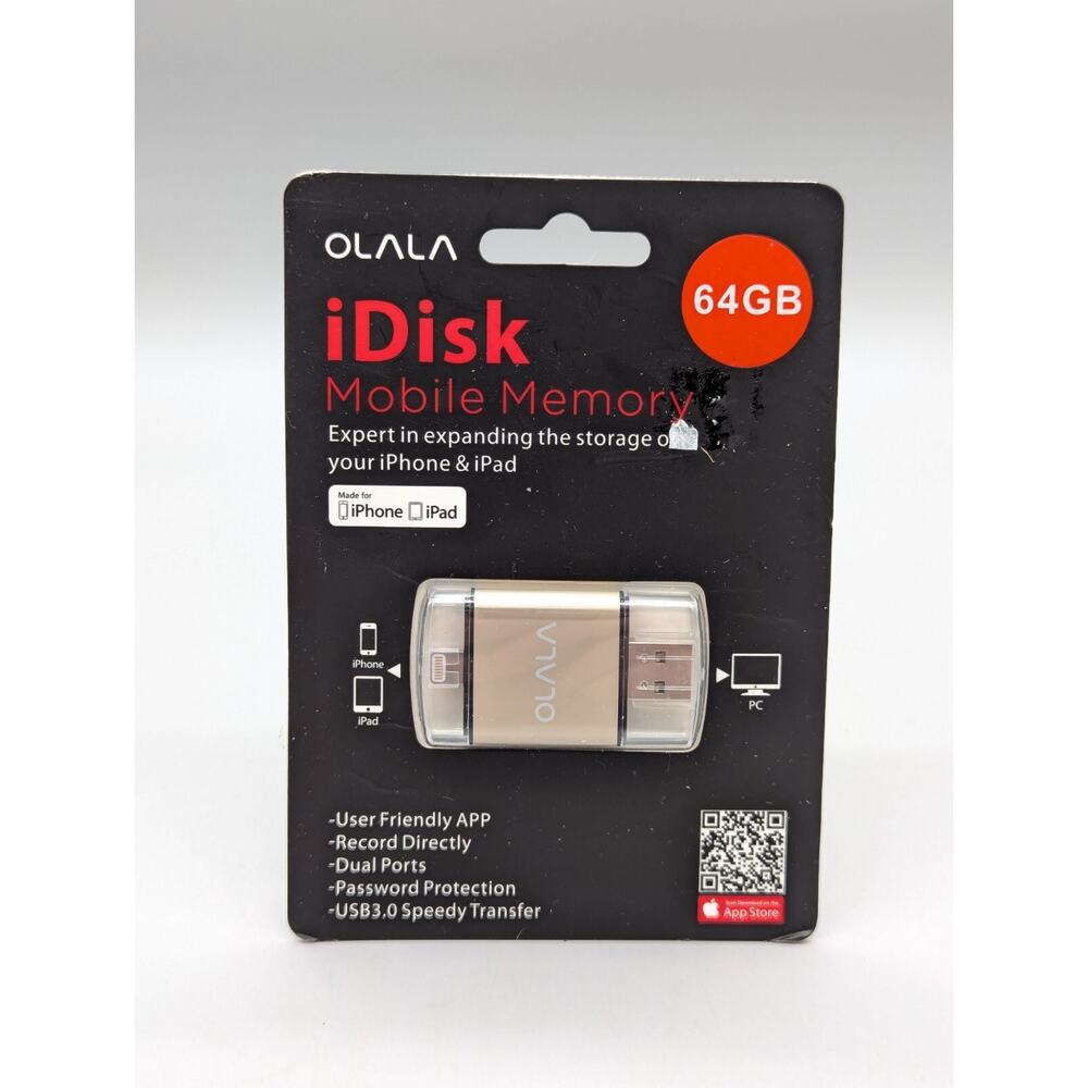64GB Olala iDisk Mobile Memory iPhone iPad USB 3.0 Speedy Transfer Sealed